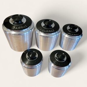 Vintage Kromex Aluminum‎ Round Kitchen Canister Set of 5
